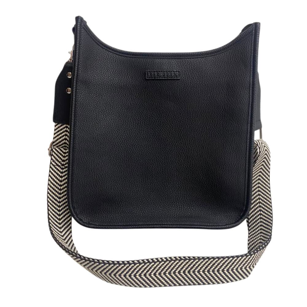 Rae Dunn Women's Black Leather Crossbody Bag